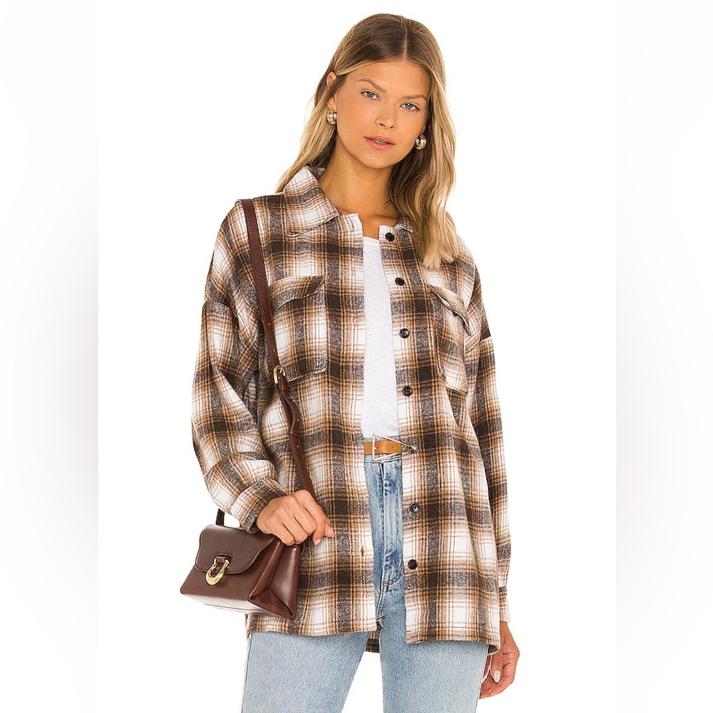 LOVERS & FRIENDS Harlow Flannel Shacket in Brown